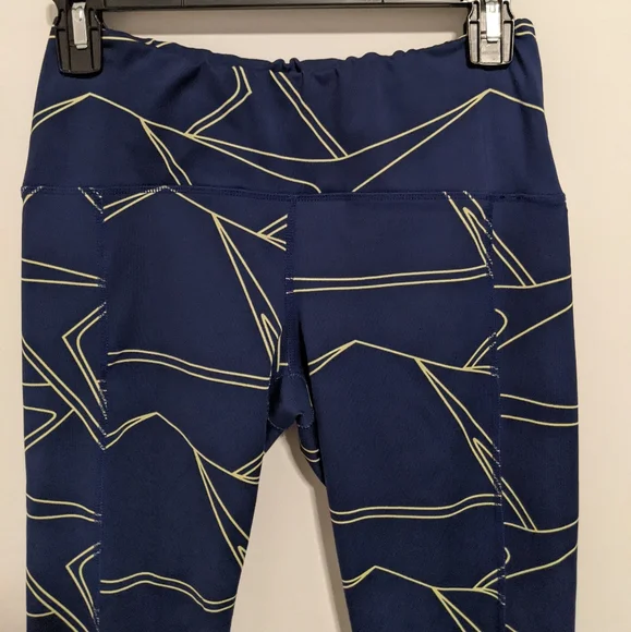 Oiselle blue yellow geometric leggings size 6 - Picture 3 of 11
